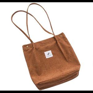 Womens Corduroy Shoulder Tote Bag